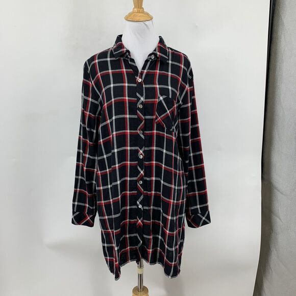 J Jill Shirt Womens Petite Large Multi Plaid Double Cloth Pearl Button Up Tunic - Picture 2 of 15